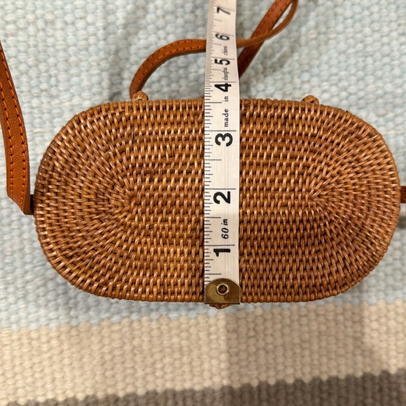 Oval Rattan Bag With Leather Strap - Bohemian Crossbody Bag - Straw Woven Bag - Picture 13 of 14